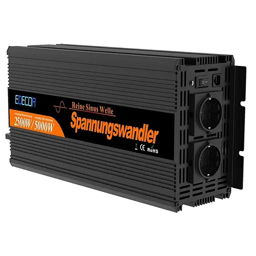 Інвертор перетворювач напруги Edecoa Spannungswandler 12-230v 2500/5000w чистий синус (пульт дистанційного керування)