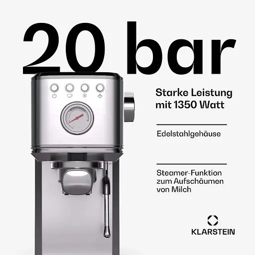 Кавоварка Klarstein SteelPresso Slim 1350 W 20 бар (10046327) - фото 5