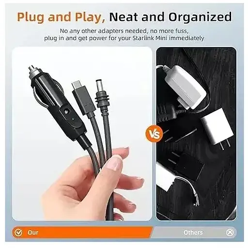 Кабель живлення для Starlink Mini DC + Type-C + автомобільний прикурювач 5 м (18799) - фото 5