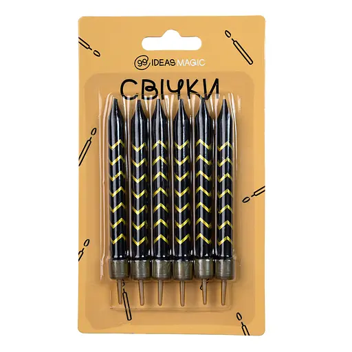 Свечи для торта черные 6 шт 7,5 см