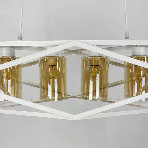 Підвісна люстра в білому корпусі з янтарними плафонами Line.F 12172/4 - фото 3