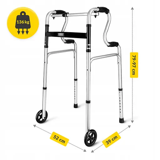 Реабилитационные ходунки 4FIZJO регулируемые, с колесиками Silver/Black (P-5905973406468) - фото 3