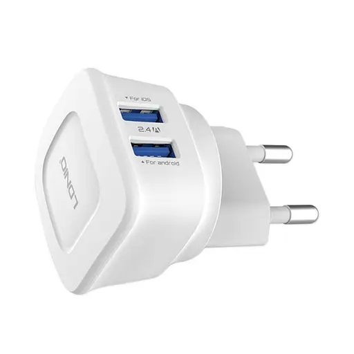 Сетевое зарядное устройство LDNIO DL-AC66 Wall Charger 2 USB + кабель Iphone - фото 1