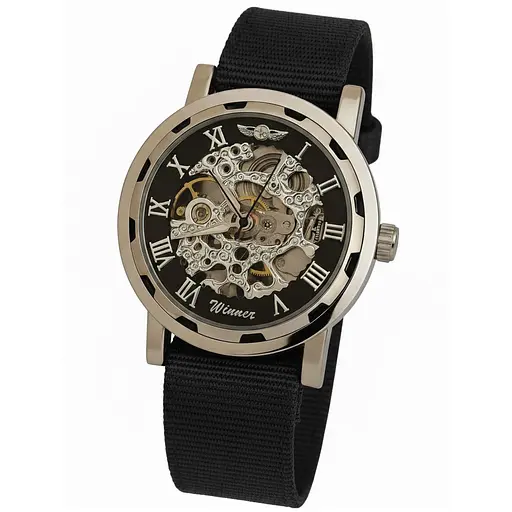 Часы Winner Black Textile Classic, 2 ремешка - фото 2