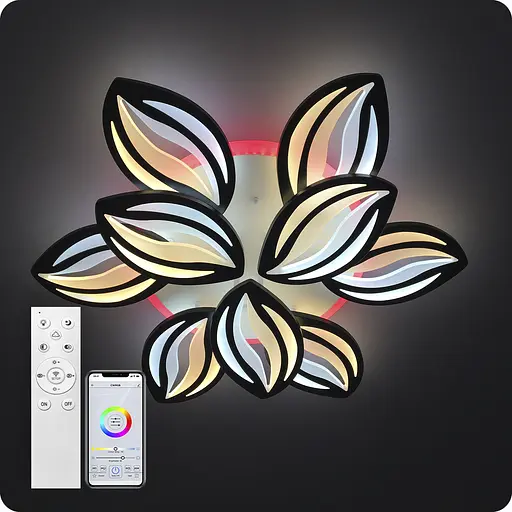 Люстра светодиодная 517 Light 3color с пультом 180Вт Черный (01454) - фото 5