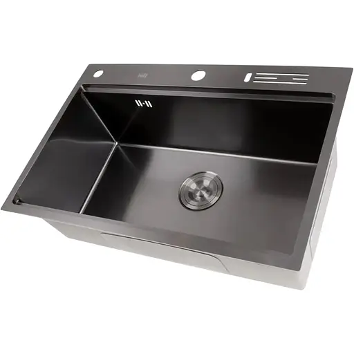 Комплект чорної мийки на кухню та змішувача Nett з нержавіючої сталі NB-7048