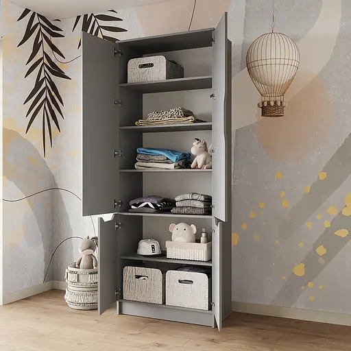 Шкаф распашной MebelStar 4Д Лилу 80x40x210 см Серая мышка (MBS-1414) - фото 3