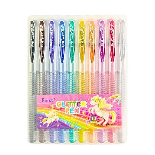 Набор гелевых ручек с глиттером Bambi 9838-10, 10 штук, 10 цветов, PVC BOX с петлей - фото 1