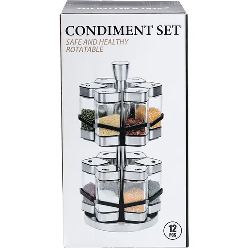 Набір баночок для спецій TS Kitchen HP1321, 12 штук по 120 мл хром із золотом - фото 3