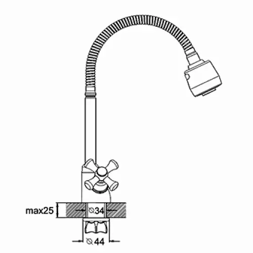 Смеситель для кухни двухвентильный Udis DTZ4-E827 рефлекторный гусь Хром 30412 - фото 3