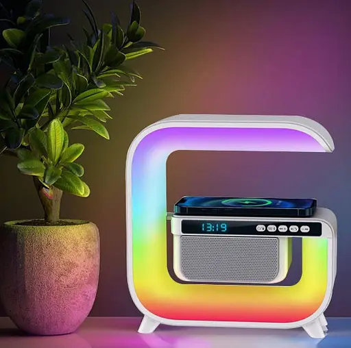 Ночная смарт XM-G3 RGB подсветка Bluetooth с колонкой беспроводной зарядкой часами радио 15 Вт - фото 3