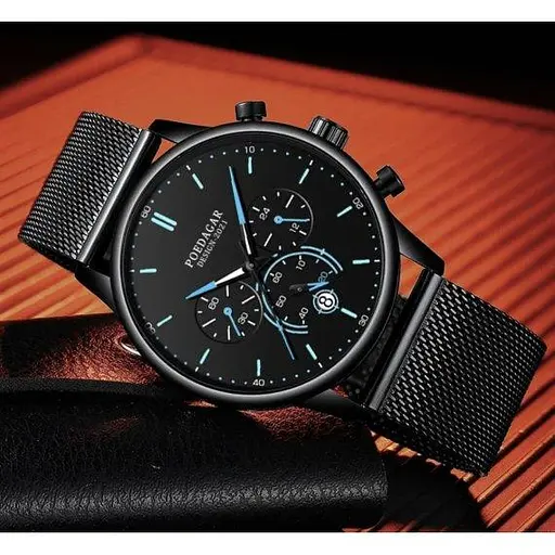 Чоловічий наручний годинник Poedagar Misto (Чорний) - фото 7