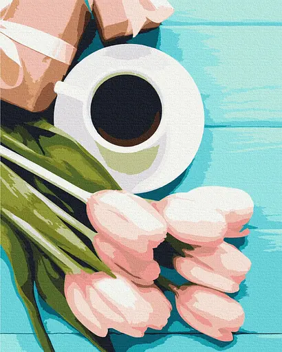 Картина по номерам на подрамнике Brushme Тюльпаны кофе