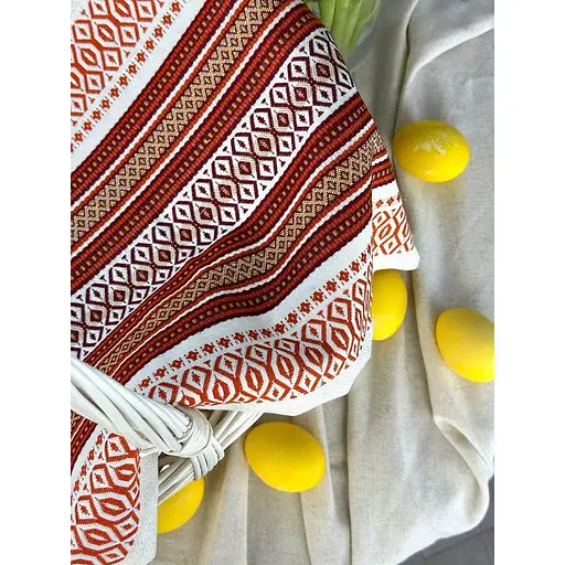 Пасхальное полотенце льняное для корзины Луч 70х45 см Красный - фото 6