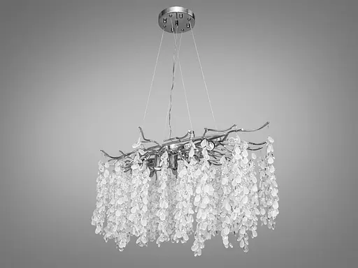 Підвісна дизайнерська люстра "Гліцинія" витягнутої форми, 10 ламп, хром - фото 3