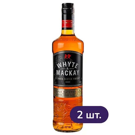 Виски Whyte&amp;Mackay Blended Scotch Whisky 40% 1. 4 л (2 шт. х 0.7 л) - фото 1