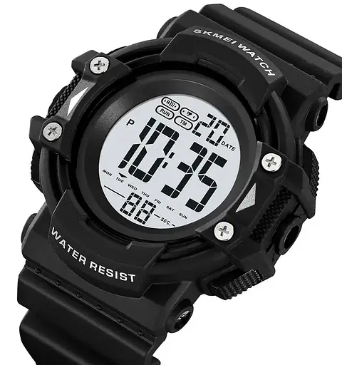Годинник чоловічий спортивний наручний Skmei 2195 (Чорний з білим циферблатом) - фото 2