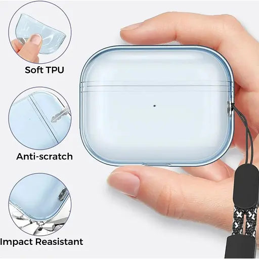 Чехол AhaStyle Transparent Case для Airpods Pro 2 Blue [133862] - фото 6