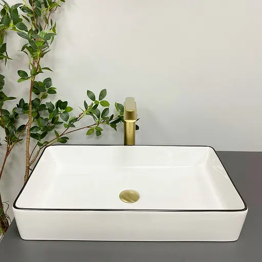 Умивальник VBI Triest white black Edge накладний VBI-012710, Білий - фото 4