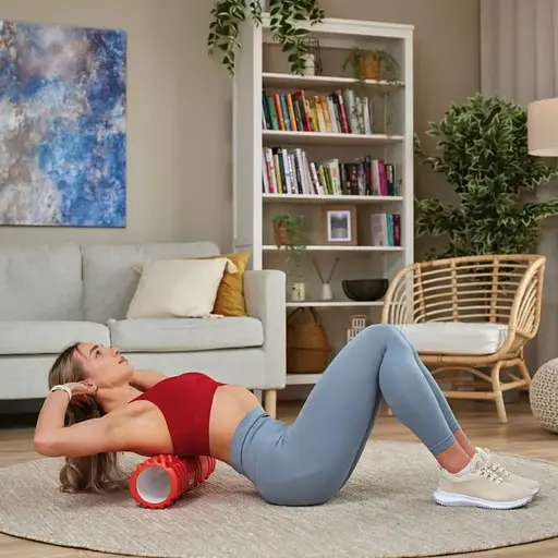 Роллер массажер (валик, ролик) Hop-Sport EVA 45см красный - фото 2