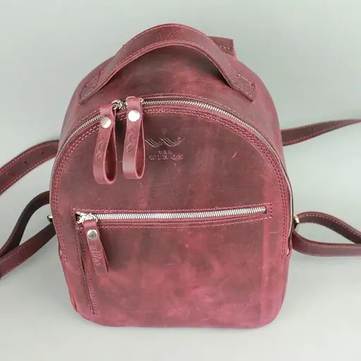 Кожаный рюкзак Groove S бордовый винтажный - фото 3