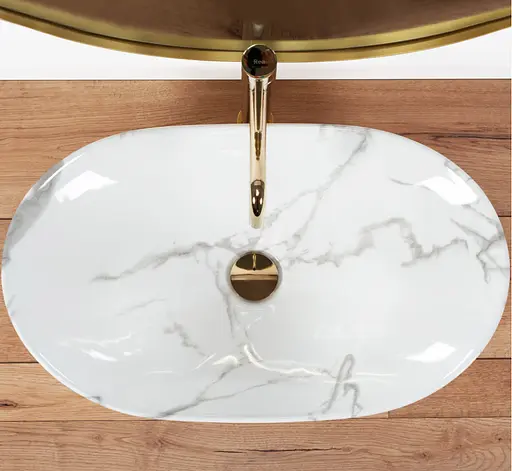 Умивальник Rea Royal накладний marmo shiny REA-U8009, Мармур - фото 5