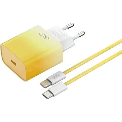 Комплект зарядного пристрою XO CE18 1Type-C PD/QC 30W Type-C to Lightning Yellow