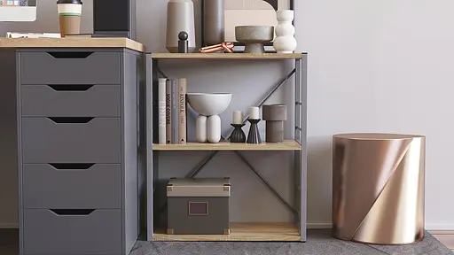 Этажерка 3/60 Ferrum-decor Серии Коннект 73x60x28 серый ДСП Дуб Сонома 16мм (FRD-104269) - фото 6