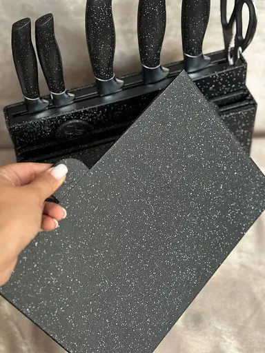 Набір ножів та дощечок Zepline ZP-043 з підставкою Чорний 11 предметів - фото 5