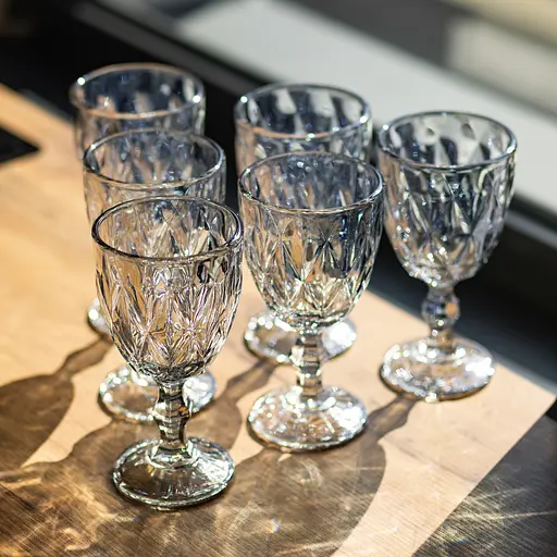 Набор столовых стаканов Diamond Blue 6 штук по 300 мл HP-19-275 прозрачный бокал для шампанского коктейлей Yiwu HP-19-275 - фото 3