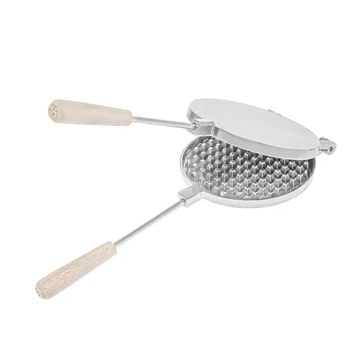 Форма алюминиевая круглая для выпечки толстых бельгийских венских вафлей (вафельница) со съемными ручками, RS Серый 87097 - фото 5