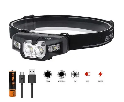 Налобний ліхтар Boruit B30 ліхтарик + акумулятор Boruit 18650 в комплекті - фото 4