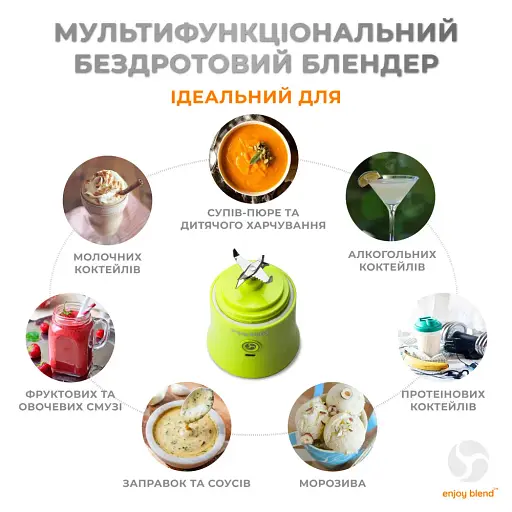 Портативний блендер Enjoy Blend 63710440 лайм - фото 3