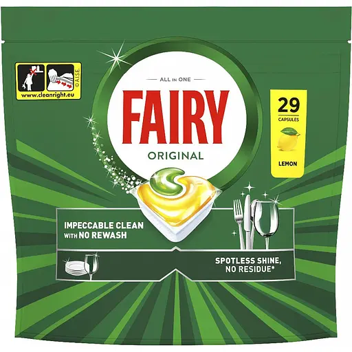 Капсулы для посудомоечных машин Fairy Original Все-в-1, 29 шт. - фото 1