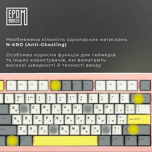 Клавіатура Epomaker Shadow-S Wisteria Linear Pink (SHS-P-WL) - фото 11