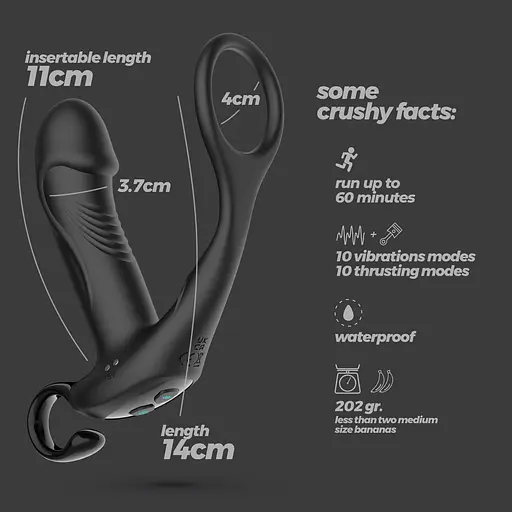 Стимулятор простати Crushious Magoo 14 см (чорний) - фото 13