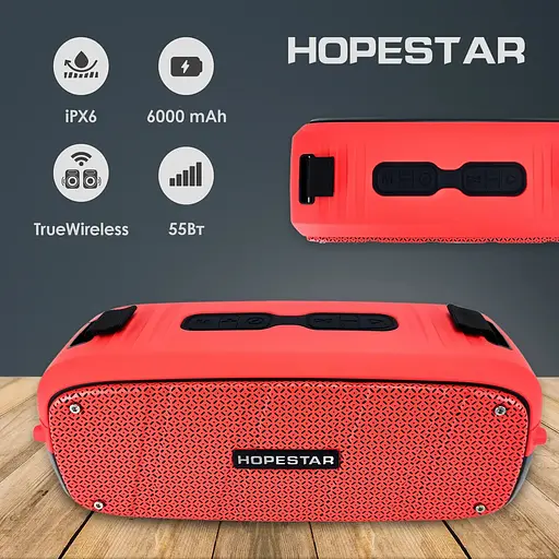 Ролонка Bluetooth Hopestar A20 55W беспроводная акустика портативная красная - фото 9