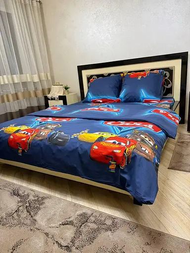 Постільна білизна бавовняна Блискавка маквін Півтораспальна 150 x 220 Бязь 50 х 70 Синя