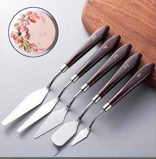 Набір мастихінів (палетних ножів) кондитерських шпателів скребків для декорування тортів та десертів, 5 шт 88312 - фото 3