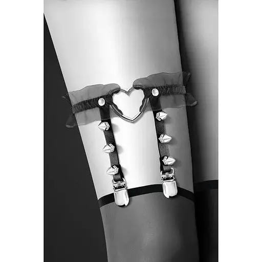 Гартер на ногу Bijoux Pour Toi - With Heart And Spikes Black - фото 2