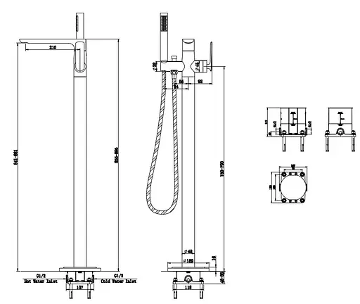 Смеситель для ванны напольный Kohlman Experience chrome QF1165E Хром - фото 6