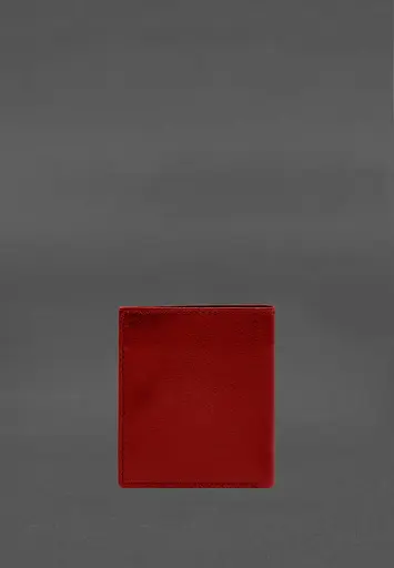 Кожаный портмоне на кнопке Brut красный краст - фото 5