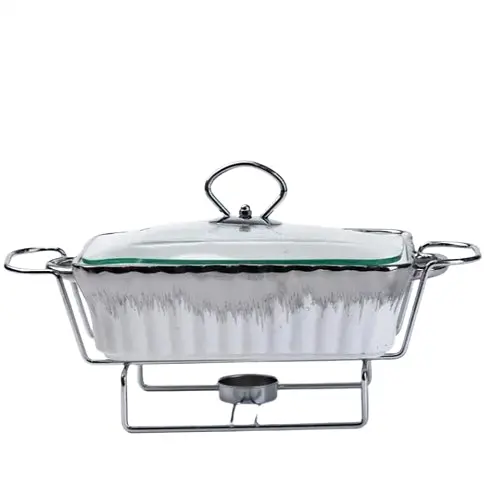 Марміт настільний прямокутний Yiwu HP1019 термостійкий скляний посуд з підігрівом 27см - фото 1