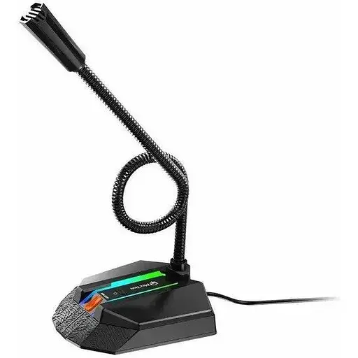 Настільний USB-мікрофон MeeTion MT-MC15 з підсвічуванням RGB 5В Гусяча шия на 360 градусів Чорний - фото 1