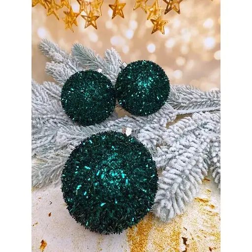 Ялинкові кулі Їжачок 100 мм 6 шт Смарагдовий - фото 1