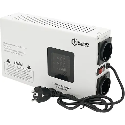 Стабилизатор напряжения релейный настенного монтажа Europower SLIM-1000SBR LED 1000ВА 700Вт 140-270В 2SHUKO Q1