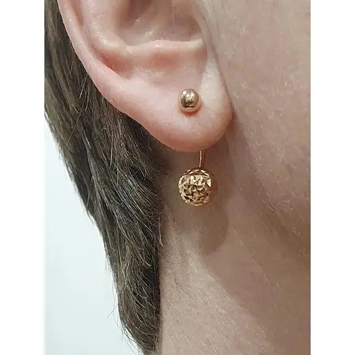 Золотые серьги Шарики.  1101081А - фото 6