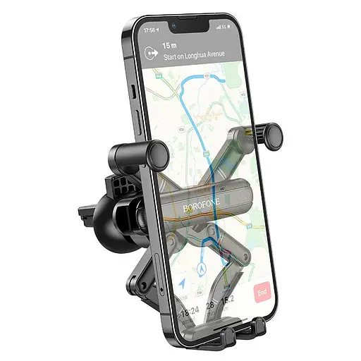 Держатель Borofone Point air outlet gravity linkage car holder BH78 до 7 дюймов черный - фото 8