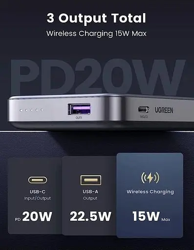 Магнітна батарея Ugreen PB206 Magnetic Magsafe Powerbank 10 000mAh 20W USB-C зі складною підставкою - фото 5