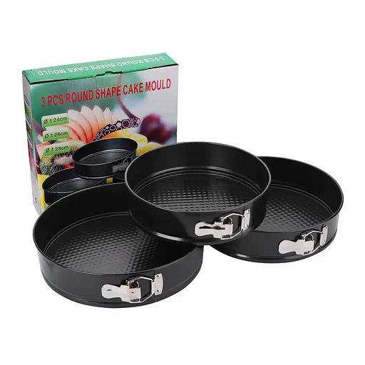 Набор разъёмных тефлоновых форм из трех предметов (24/26/28 см), A-plus Черный 81475 - фото 2